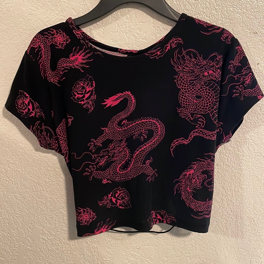 Pink and Black Dragon Top